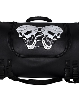 Large Motorcycle Sissy Bar Bag With Reflective Skulls