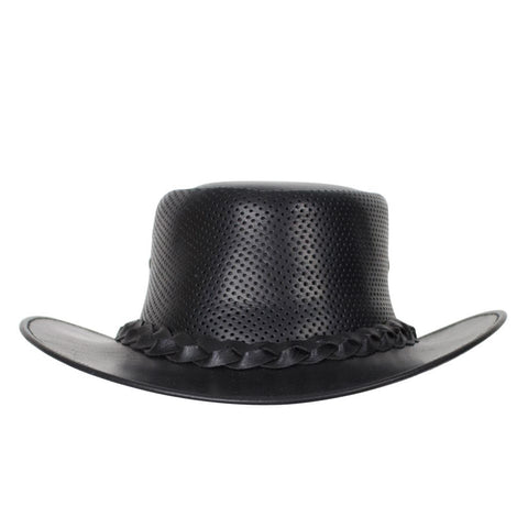 Genuine Black Naked Cowhide Leather Outlaw Gambler Hat