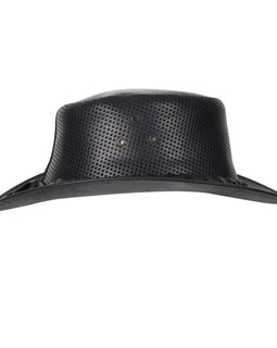 Genuine Black Naked Cowhide Leather Outlaw Gambler Hat