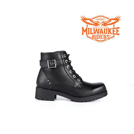 Women's Black Motorcycle Boots W/ Zipper