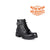 Women's Black Motorcycle Boots W/ Zipper view from right angle 