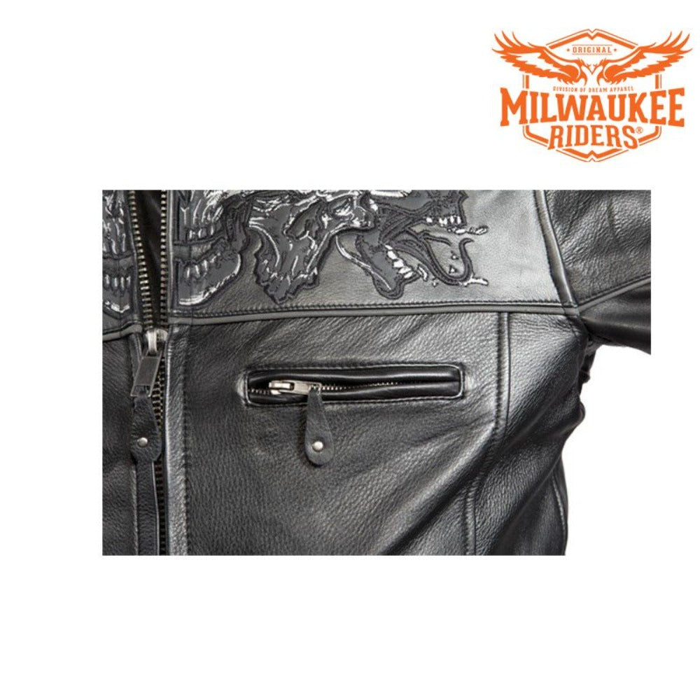 Men's Leather Concealed Carry Leather Jacket with Reflective