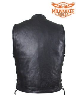 Men's Black Leather Vest