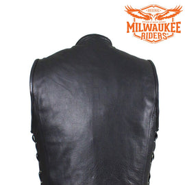 Men's Black Leather Vest