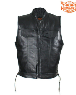 Men's Black Leather Vest