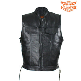 Men's Black Leather Vest