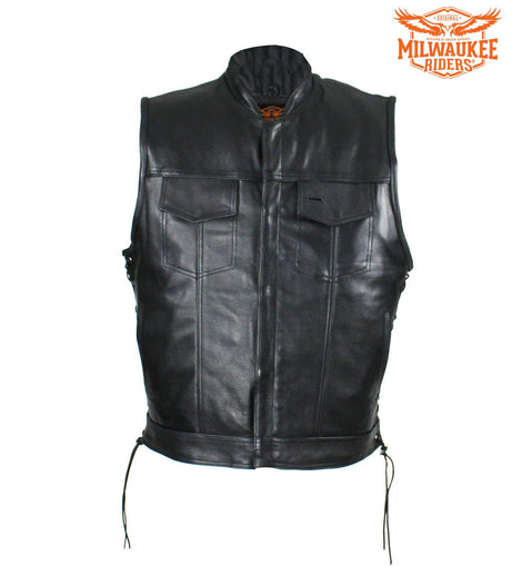 Men's Black Leather Vest