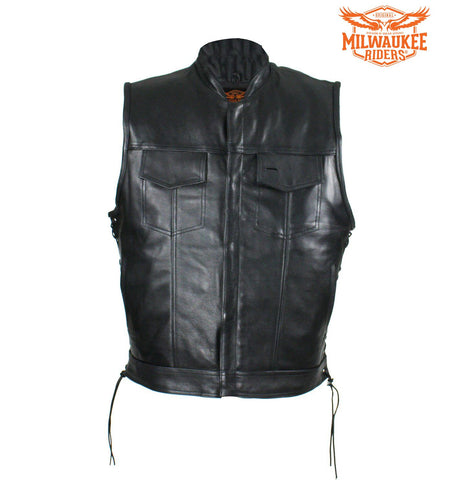 Men's Black Leather Vest