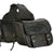 distressed brown leather saddlebag with tribal flames side angle view showing tribal flames