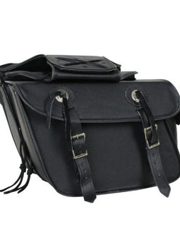 Naked Premium Genuine Black Leather Motorcycle Saddlebag 