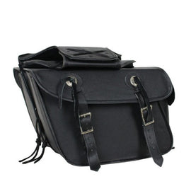 Naked Premium Genuine Black Leather Motorcycle Saddlebag 