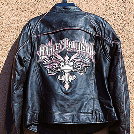 Leather Jacket Harley Davidson Motorcycle  Black & Pink