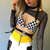 Womens Bralette Crop Top Checkered