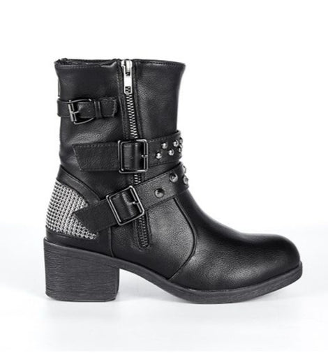 Women's Zippered Studded Boots